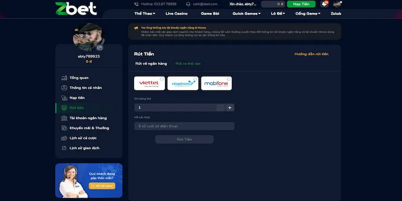 Những câu hỏi thường được bet thủ quan tâm khi rút tiền tại nhà cái zbet